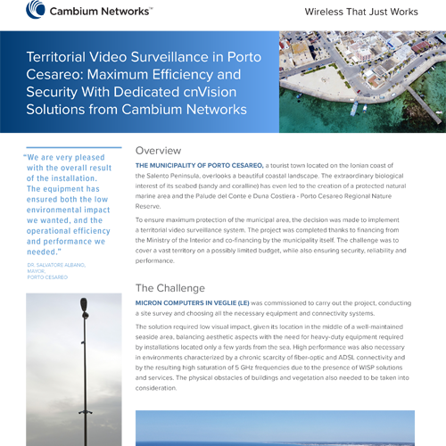 Une vidéoprotection sûr, rapide et fiable à Porto Cesareo