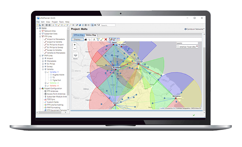 Microsoft compatible wireless manager, Path Profile Web Service, LINKPlanner, RF link planning tool, design networks, Mac compatible wireless manager, Automatic path profile import